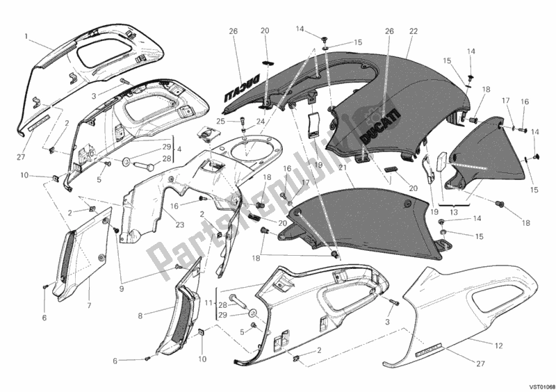Todas as partes de Tampas Tanque do Ducati Diavel Thailand 1200 2014